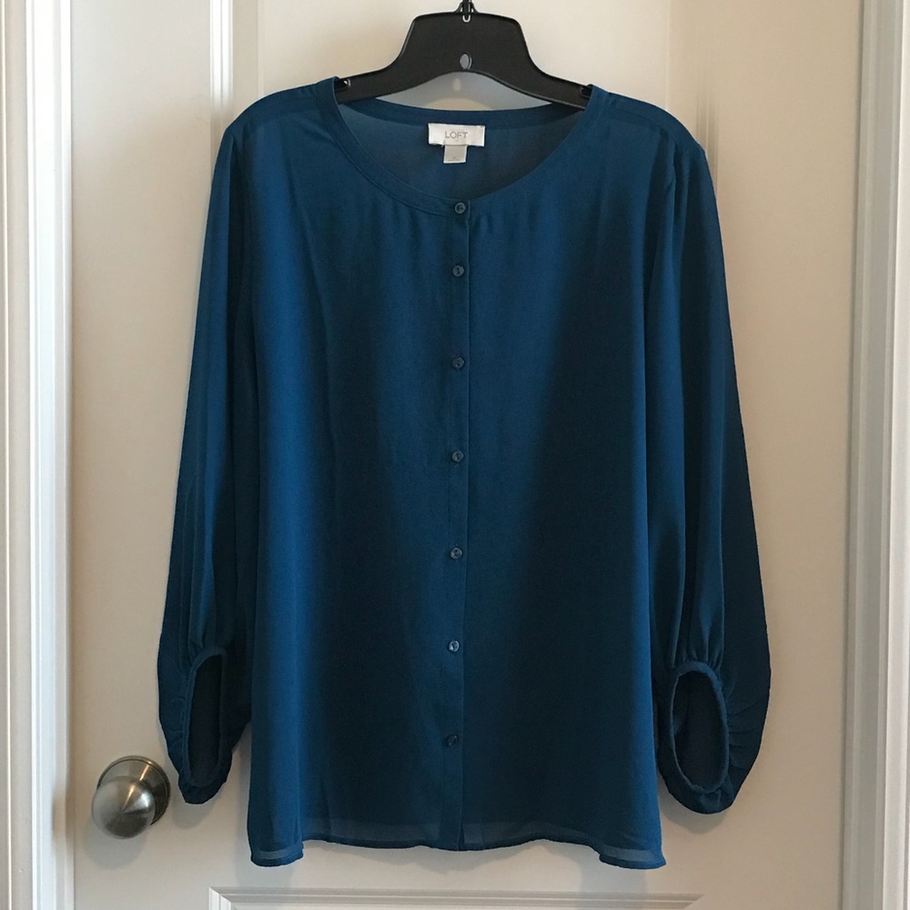 Ann Taylor Loft Factory Sheer Button-up Blouse - Picture 3 of 8